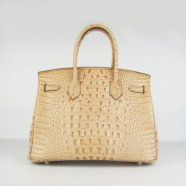 Replica Hermes Birkin 30CM Crocodile Head Veins Bag Earth Yellow 6088 On Sale